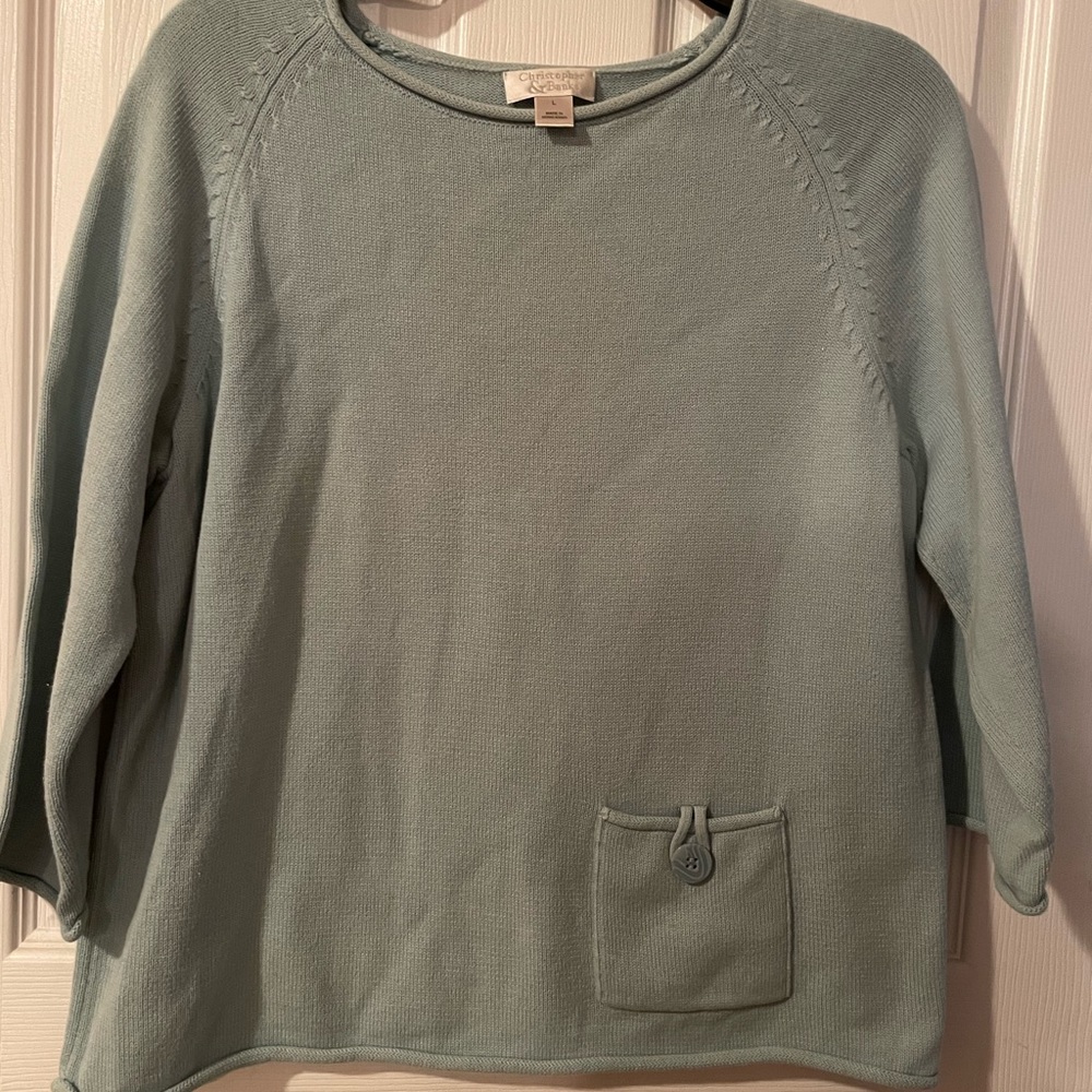 Ladies light green size large long sleeve top from Christopher & Banks. Preowned
